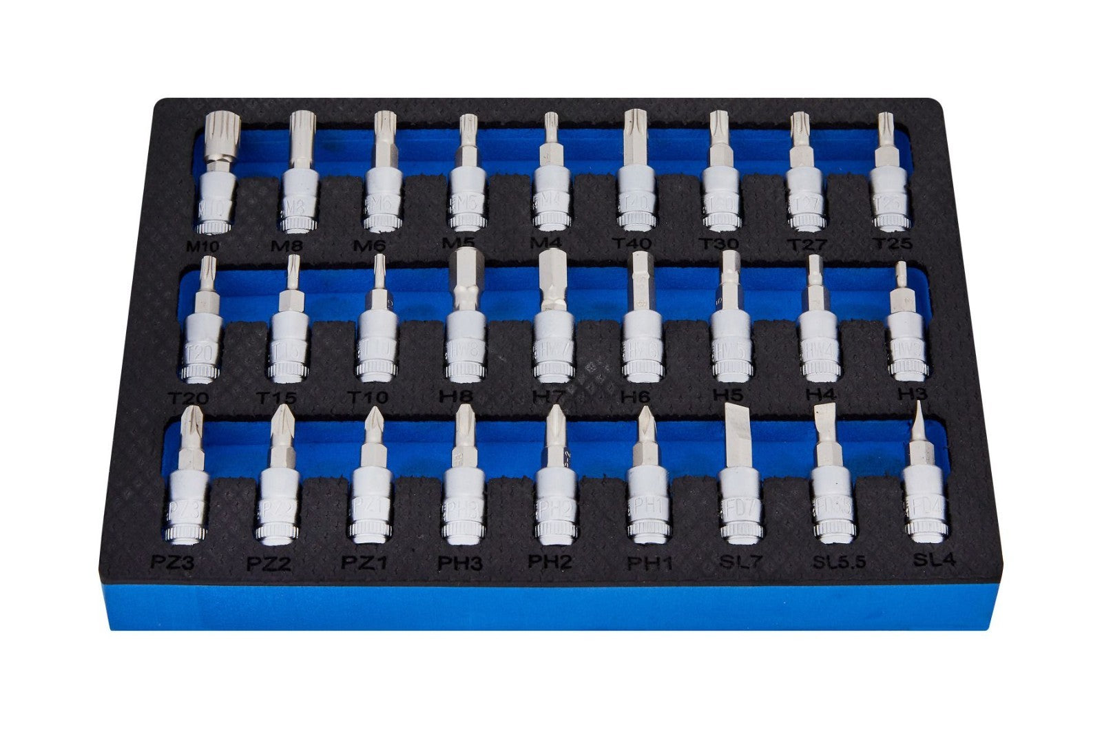 Bluespot 27Pc 1/4 Drive Mixed Bit Socket Set Torx Hex Spline Sl Ph Pz 37Mm