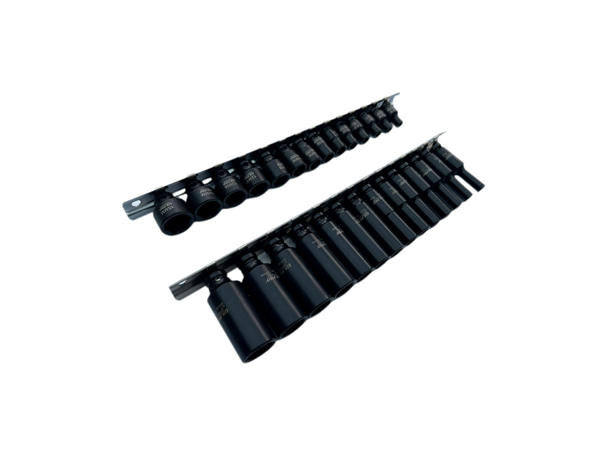 US PRO 28PC 1/4" Drive Deep & Shallow Impact Socket Set Metric