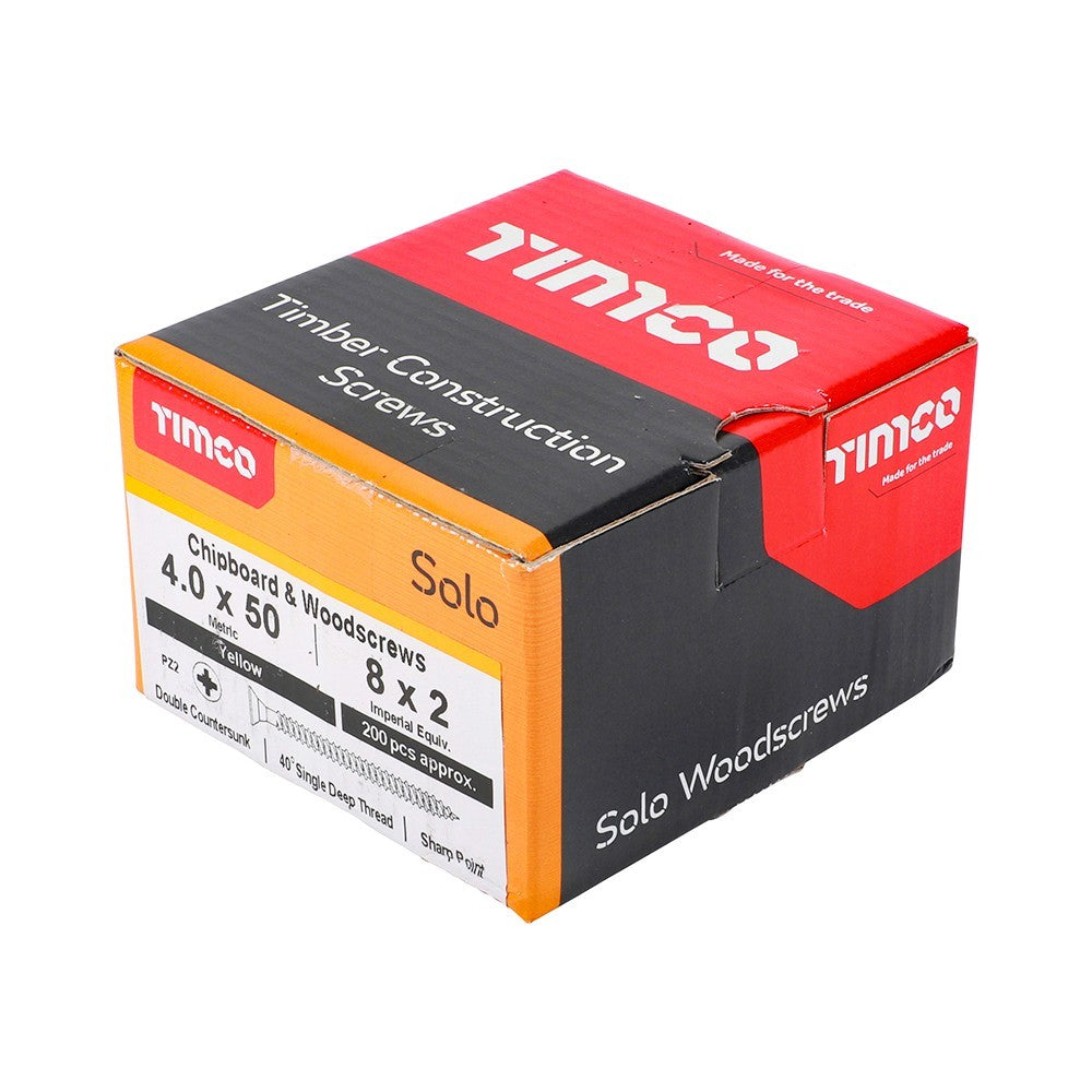 Timco 4.0 x 50mm Chipboard Woodscrews PZ2 Double Countersunk Head 400 Pack