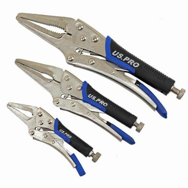US PRO 3PC LONG NOSE PLIERS SET WITH SOFT GRIP HANDLES - SBW Trading Limited