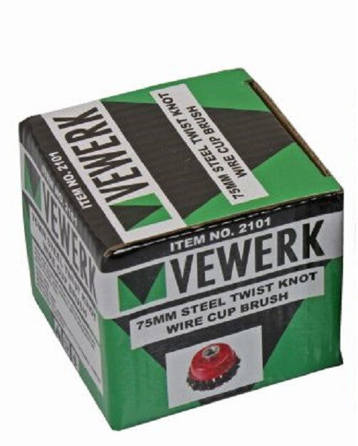 VEWERK - 75MM WIRE CUP BRUSH - STEEL TWIST KNOT - SBW Trading Limited