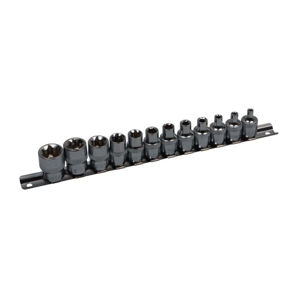 US PRO 12PC 3/8" DR E STAR SOCKETS ON RAIL - SBW Trading Limited