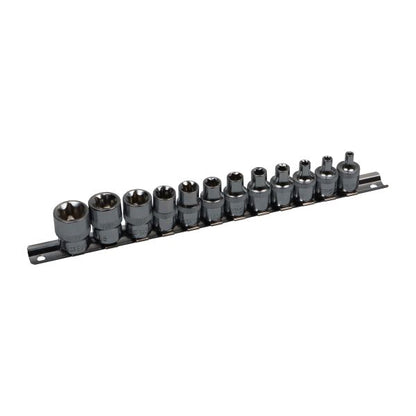 US PRO 12PC 3/8" DR E STAR SOCKETS ON RAIL - SBW Trading Limited