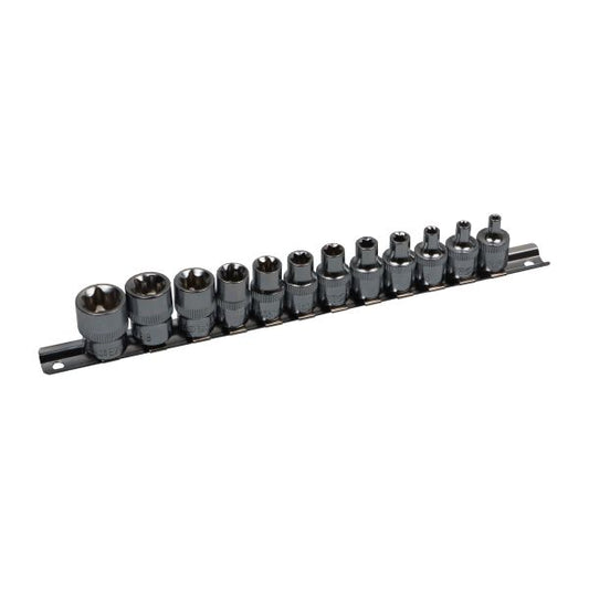 US PRO 12PC 3/8" DR E STAR SOCKETS ON RAIL - SBW Trading Limited