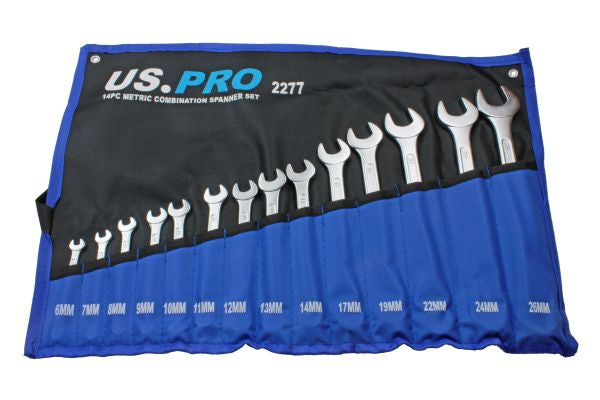 US PRO 14PC METRIC COMBINATION SPANNER SET 6 - 26MM - SBW Trading Limited
