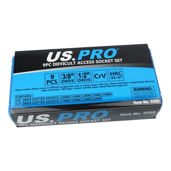 US PRO 9PC Difficult Access Socket Set 10-22mm - SBW Trading Limited