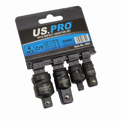 4Pc Impact Socket Adaptor Set | Step Up/Down Reducer | 1/2" 3/8" 1/4" Drive | Cr