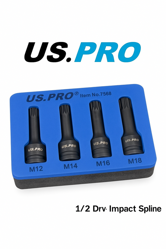 Us Pro 4Pc Â½" Drive Impact Spline Bit Sockets M12 M14 M16 M18 Cr-Mo Vw Audi