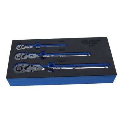 Us Pro 3Pc Flex Head Ratchet Set | 1/4" 3/8" 1/2" Drive Reversible 72T Eva Tray