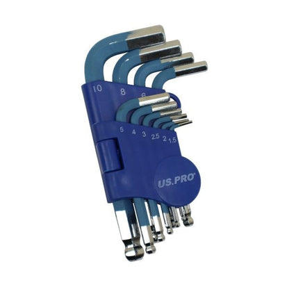 US PRO 10PC Short Ball End Hex Key Set Metric 1.5-10MM