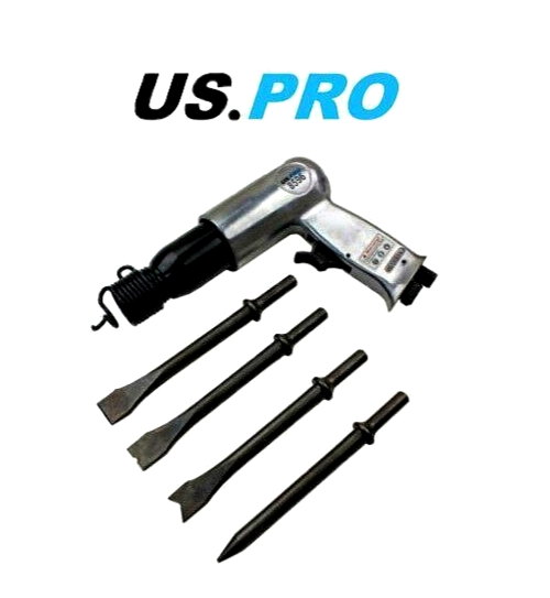 Us Pro Air Hammer Chisel Kit 3500 Bpm 1/4 Inlet 10.2Mm Shank 5Pc Pneumatic Tool