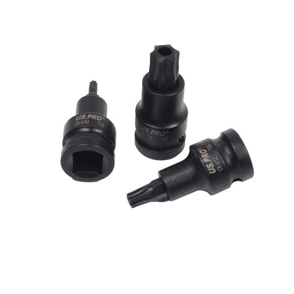 US PRO 10PC 1/2" Drive Impact Tamper Star Torx Socket Set T20–T70