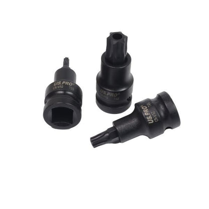 US PRO 10PC 1/2" Drive Impact Tamper Star Torx Socket Set T20–T70