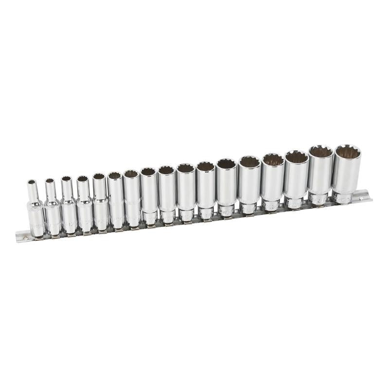 NEILSEN 17PC 3/8" Drive Long Reach Deep Socket Set Metric 6-22MM 12-Point