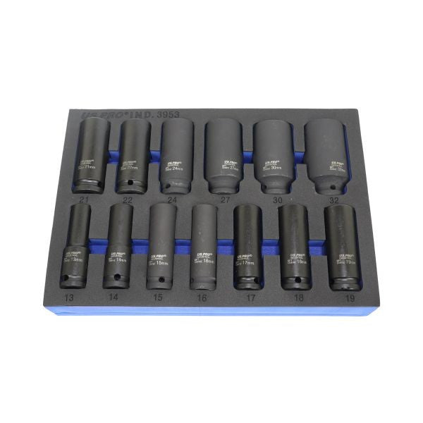 Us Pro 13Pc 1/2" Drive 6Pt Metroc Deep Impact Sockets 13Mm-32Mm 80Mm Long