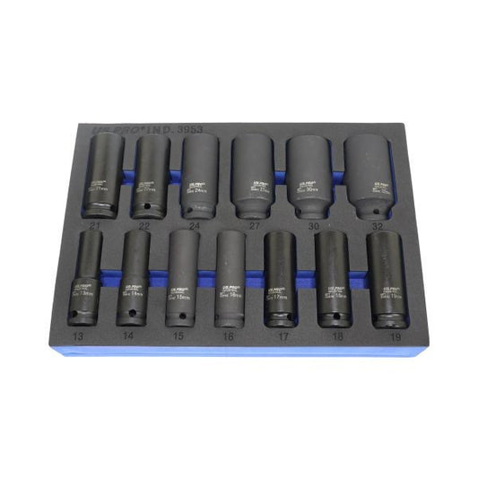 Us Pro 13Pc 1/2" Drive 6Pt Metroc Deep Impact Sockets 13Mm-32Mm 80Mm Long