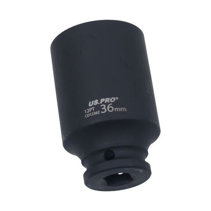 US PRO 36MM Thin Wall Hub Nut Socket 1/2" Drive 12 Point