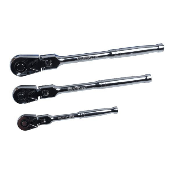 US PRO 3PC Flex Head Ratchet Set 1/4", 3/8", 1/2" Drive