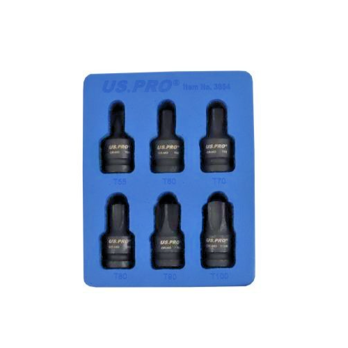 Us Pro 1/2" Drive 6Pc Impact Star (Torx) Socket Bit Set T55ÂT100 Â 45Mm Cr-Mo