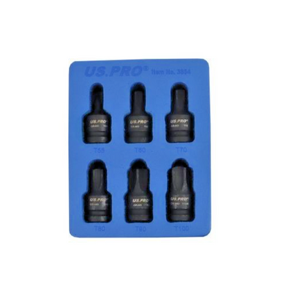 Us Pro 1/2" Drive 6Pc Impact Star (Torx) Socket Bit Set T55ÂT100 Â 45Mm Cr-Mo
