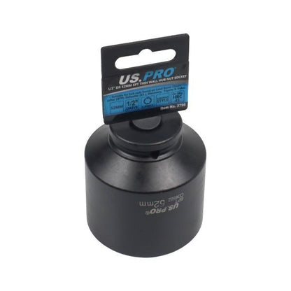 Us Pro 1/2" Drive 52Mm Thin Wall Hub Nut Socket Cr-Mo 6Pt Euro Style Impact Tool