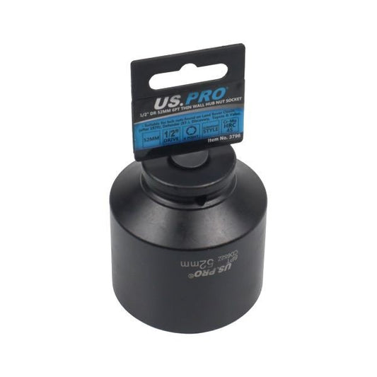Us Pro 1/2" Drive 52Mm Thin Wall Hub Nut Socket Cr-Mo 6Pt Euro Style Impact Tool