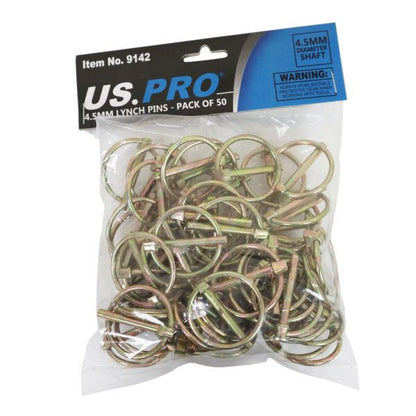 Us Pro 50Pc 4.5Mm Lynch Pins Ring Clip Retaining Shaft Pins 35Mm Zinc Coated