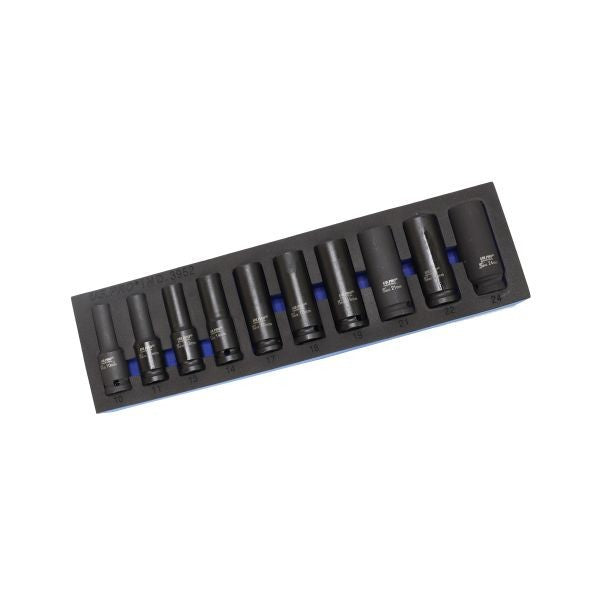 Us Pro 10Pc 1/2" Drive 6Pt Deep Impact Sockets 10Mm-24Mm Metric 80Mm Long Cr-Mo