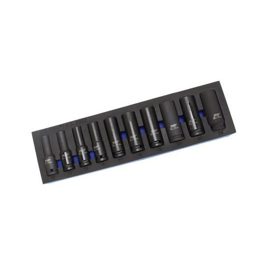 Us Pro 10Pc 1/2" Drive 6Pt Deep Impact Sockets 10Mm-24Mm Metric 80Mm Long Cr-Mo