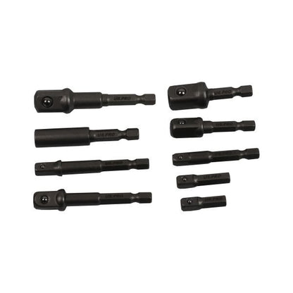 US PRO 9PC Impact Driver Socket Adaptors 1/4" Hex to 1/4", 3/8" & 1/2" Drive