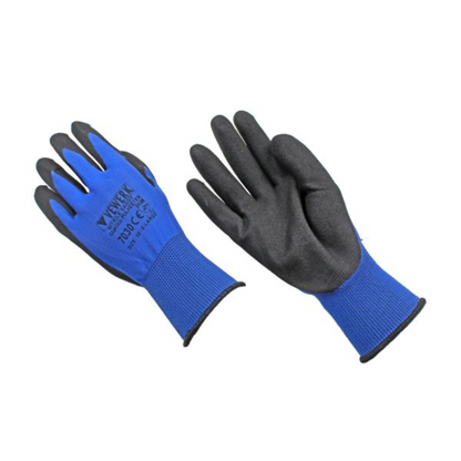 12 Pairs Premium Nitrile Coated Blue Nylon Work Gloves Builders Gardening Grip