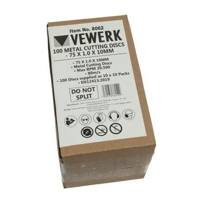 100 Pack 3" x 1mm Thin Metal Cutting Discs