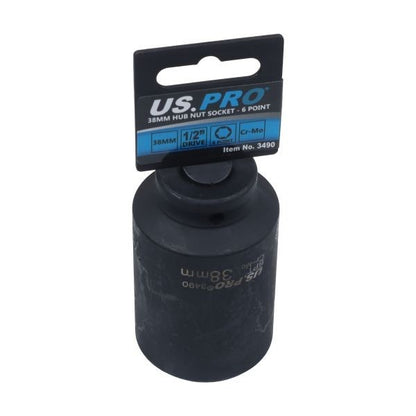 US PRO 38MM 1/2" Drive 6 Point Hub Nut Socket