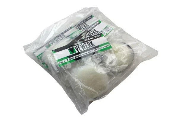 VEWERK 10PC 75MM Australian Wool Polishing Mops Hook & Loop