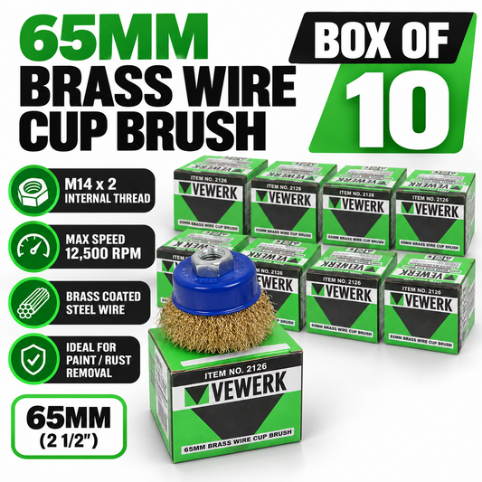 VEWERK 10PC 65MM Brass Wire Cup Brush M14x2