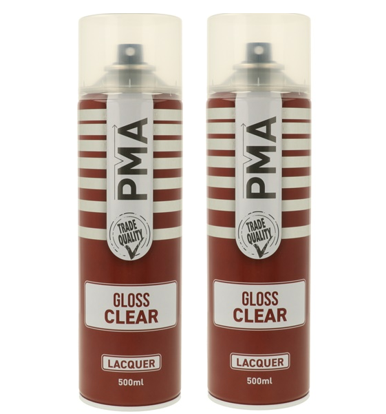 Pma Clear Lacquer Acrylic 2 X 500Ml Multi-Purpose Aerosol Spray Paint