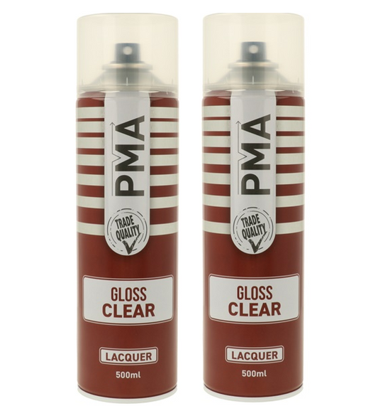 Pma Clear Lacquer Acrylic 2 X 500Ml Multi-Purpose Aerosol Spray Paint