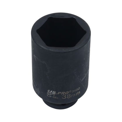 Us Pro 38Mm Hub Nut Socket 1/2 Drive 6 Point Cr-Mo Deep Impact Tool