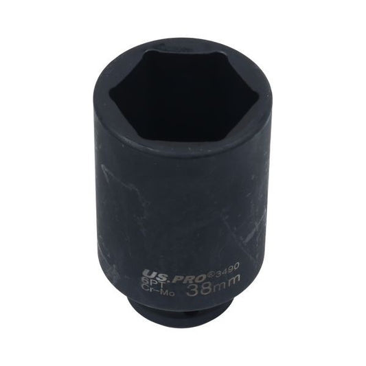 Us Pro 38Mm Hub Nut Socket 1/2 Drive 6 Point Cr-Mo Deep Impact Tool