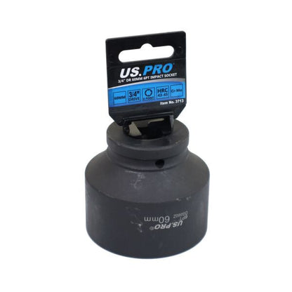 Us Pro 3/4" Drive 60Mm 6Pt Impact Socket Â 75Mm Heavy Duty Black Phosphate