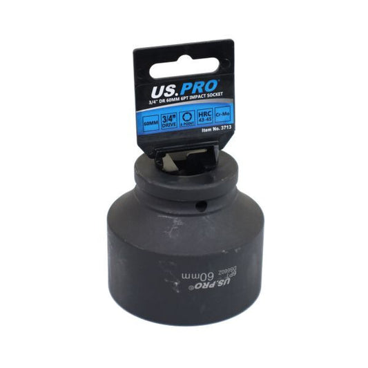Us Pro 3/4" Drive 60Mm 6Pt Impact Socket Â 75Mm Heavy Duty Black Phosphate