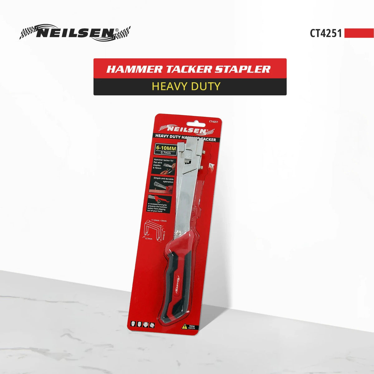 NEILSEN Heavy Duty Hammer Tacker Stapler