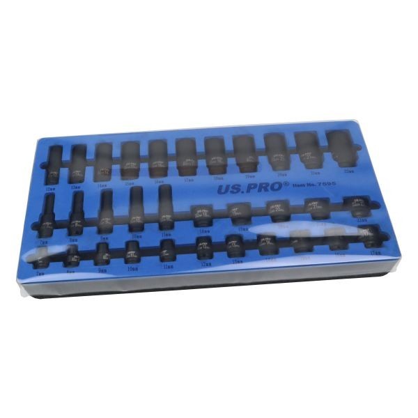 US PRO 32PC 3/8" Drive Impact Socket Set 7-22MM Metric