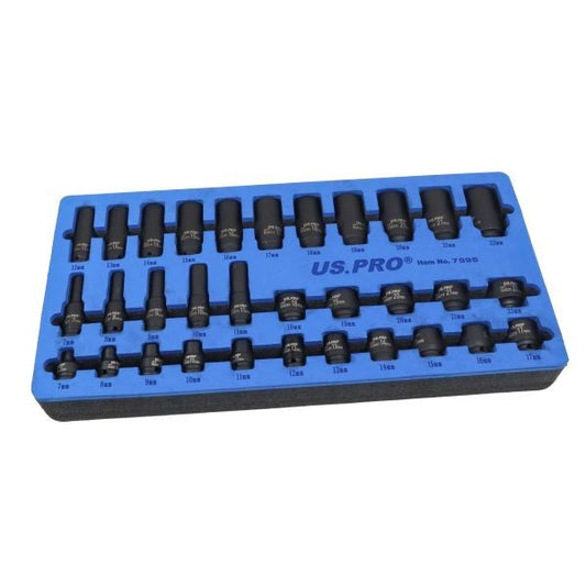Us Pro 32Pc 3/8 Drive Impact Socket Set 7-22Mm Deep Shallow 6 Point Metric
