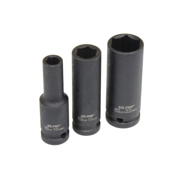 US PRO 10PC 1/2" Drive Deep Impact Socket Set Metric 10-24MM
