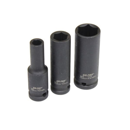 US PRO 10PC 1/2" Drive Deep Impact Socket Set Metric 10-24MM