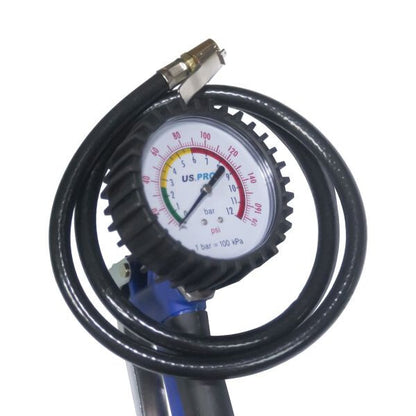 US PRO Long Reach Tyre Inflator with Gauge 1M Hose 0-170 PSI