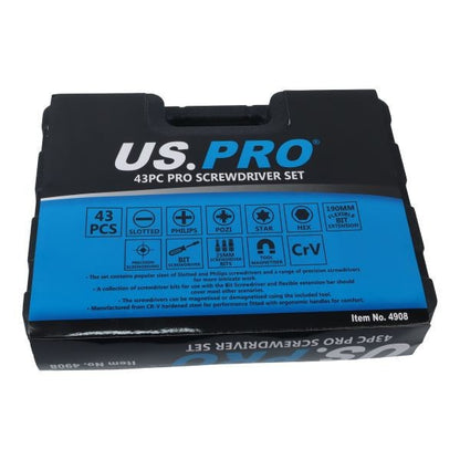 US PRO 43PC Precision Screwdriver and Bit Set with Magnetiser