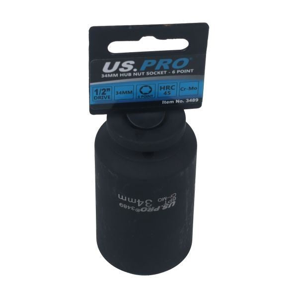 US PRO 34MM 1/2" Drive 6 Point Hub Nut Socket