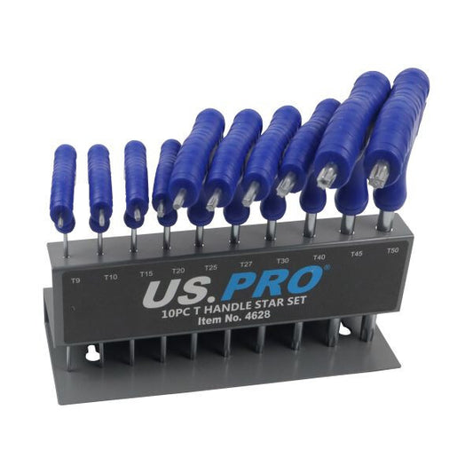Us Pro 10Pc T-Handle Torx Key Set | Long Star Wrenches T9ÂT50 + Storage Rack